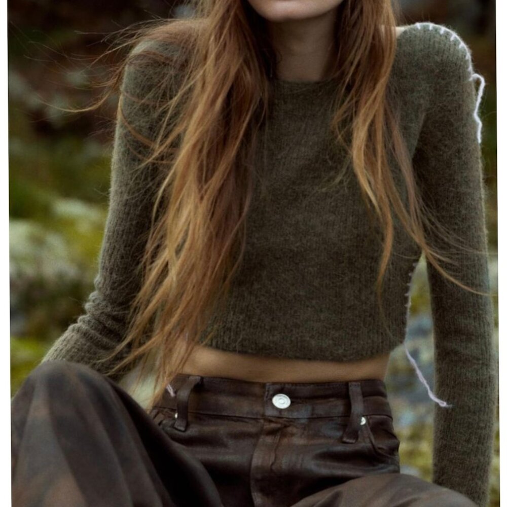 Zara Alpaca Wool Blend Crop Sweater
